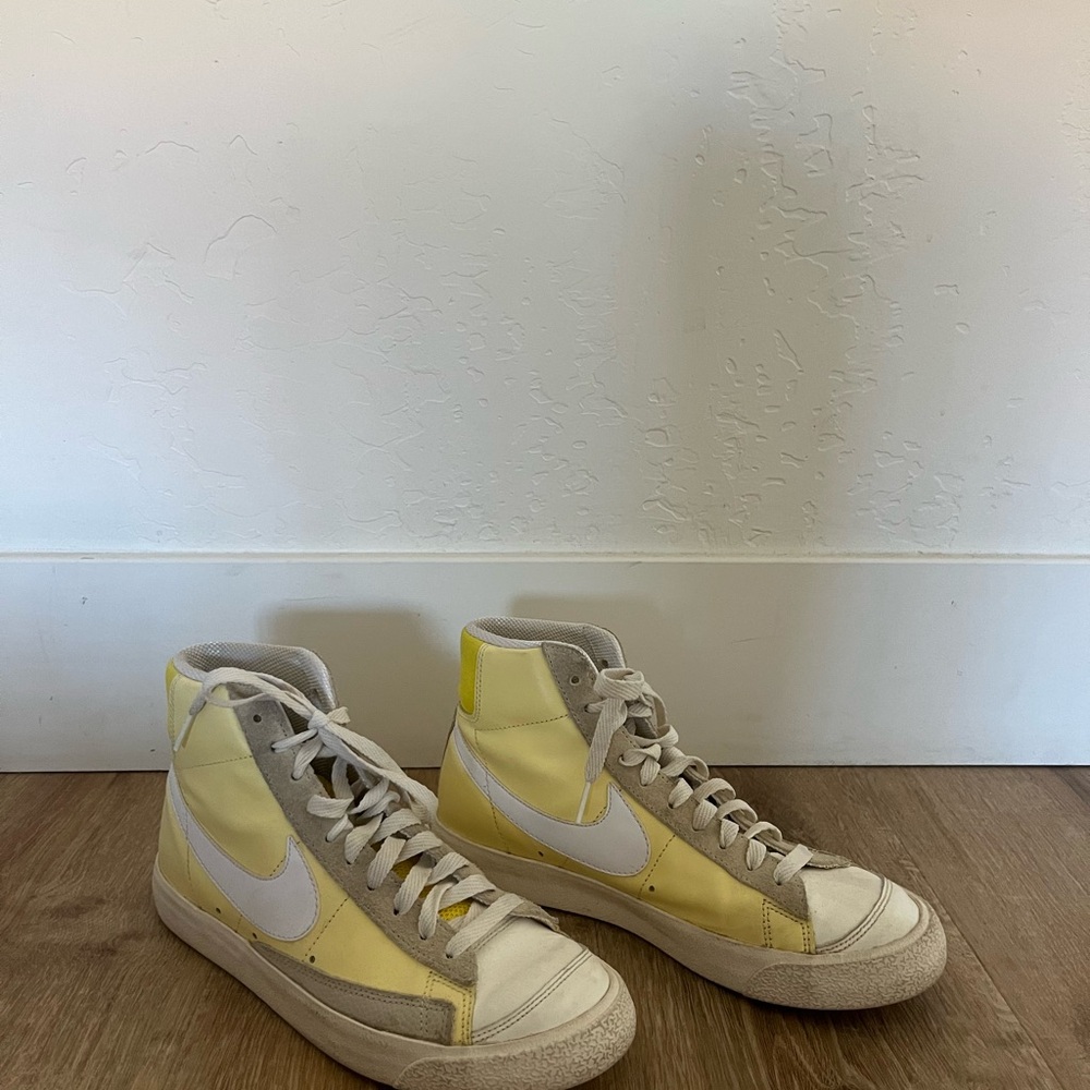 Yellow and White High-Top Sneakers